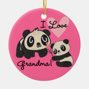 Panda Bears I Love Grandma Ceramic Tree Decoration