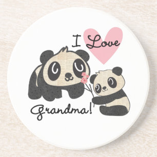 Panda Bears I Love Grandma Coaster