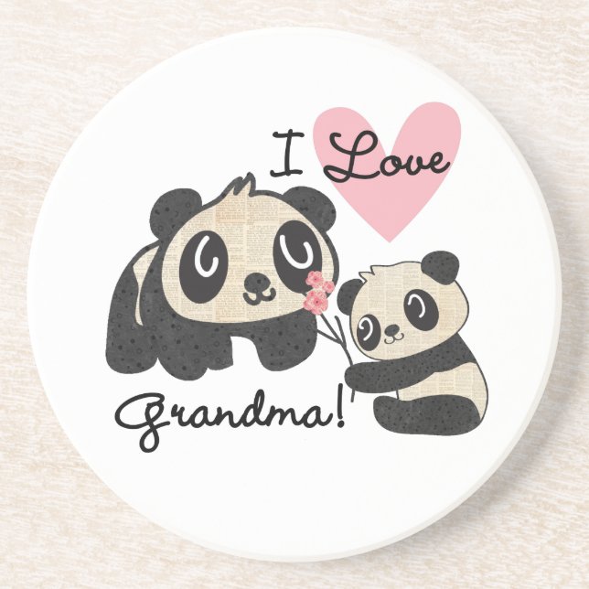 Panda Bears I Love Grandma Coaster (Front)