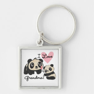 Panda Bears I Love Grandma Key Ring