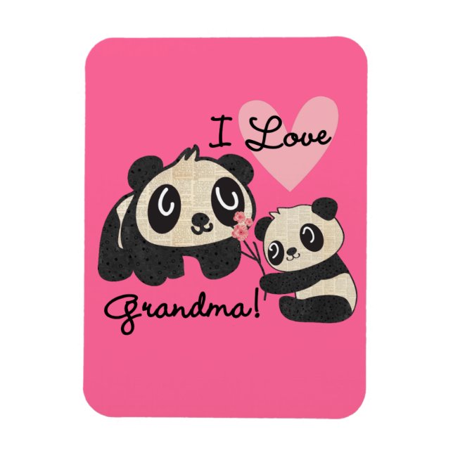 Panda Bears I Love Grandma Magnet (Vertical)