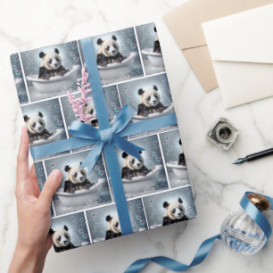 Panda Bears In Bubble Bath Wrapping Paper