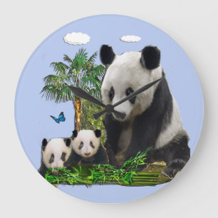 Panda bears large clock