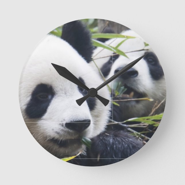 Panda Bears Round Clock (Front)