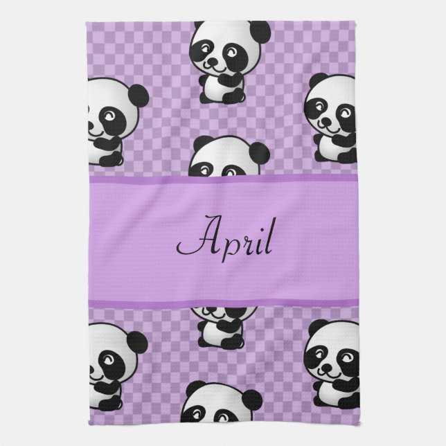 Panda Bears Tea Towel (Vertical)