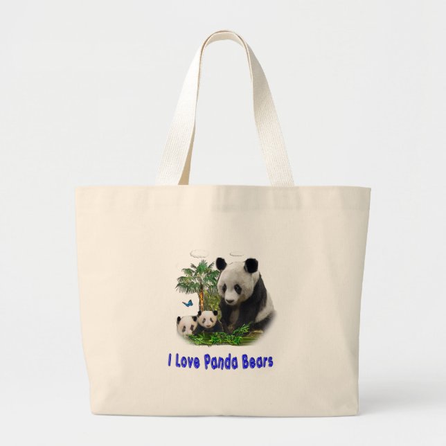 panda beras large tote bag (Front)