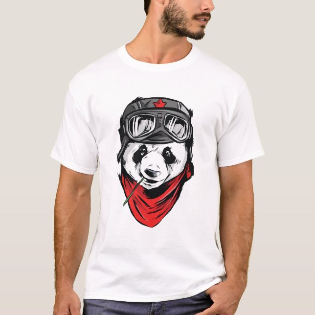 Panda Biker Gift T-Shirt (Front)