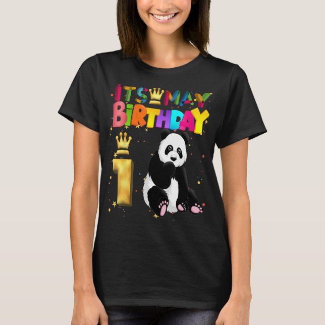 Panda Birthday Boy Party Animal 1th Birthday Panda T-Shirt (Front)