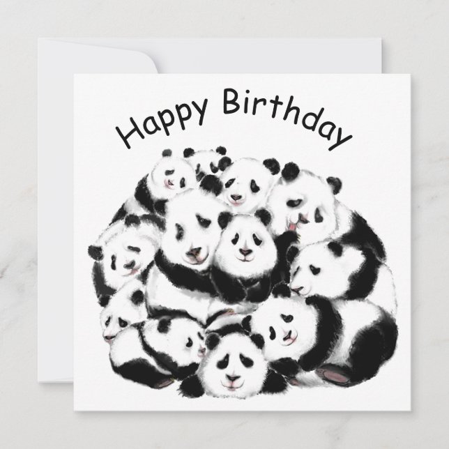 Panda Birthday Card Happy Family - Funny (Front)