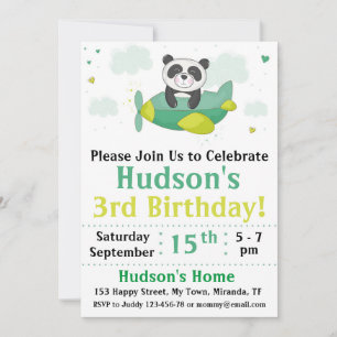 Panda birthday invitation