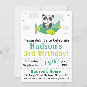 Panda birthday invitation