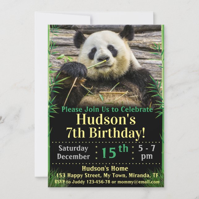 Panda birthday invitation (Front)