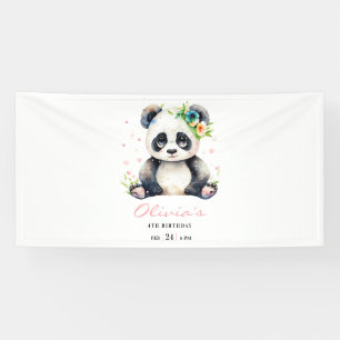 Panda Birthday Invitation, Panda Girl Birthday Banner