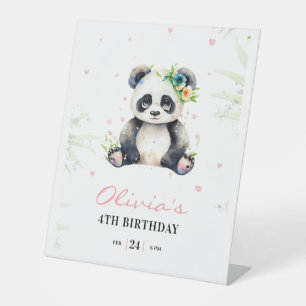 Panda Birthday Invitation, Panda Girl Birthday  Pedestal Sign