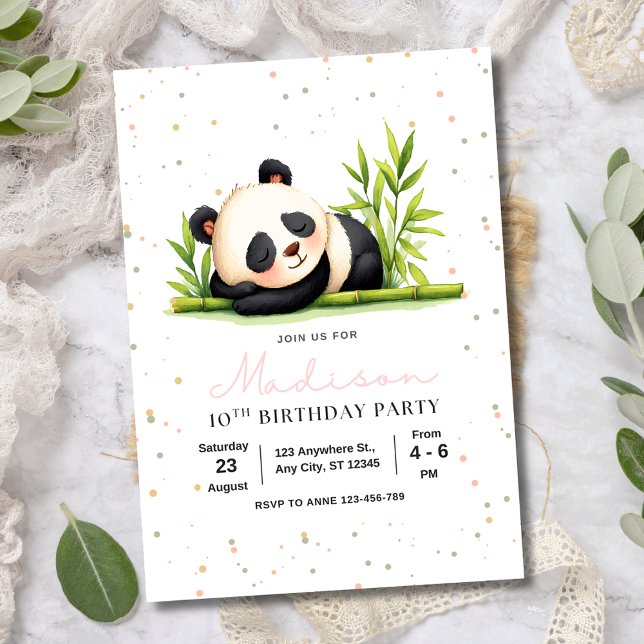 Panda Birthday Invitation, Panda Girls Birthday Invitation (Creator Uploaded)