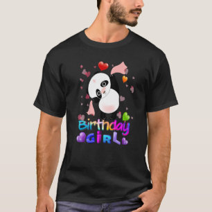 Panda Birthday Party Panda Girl Rainbow Hearts T-Shirt