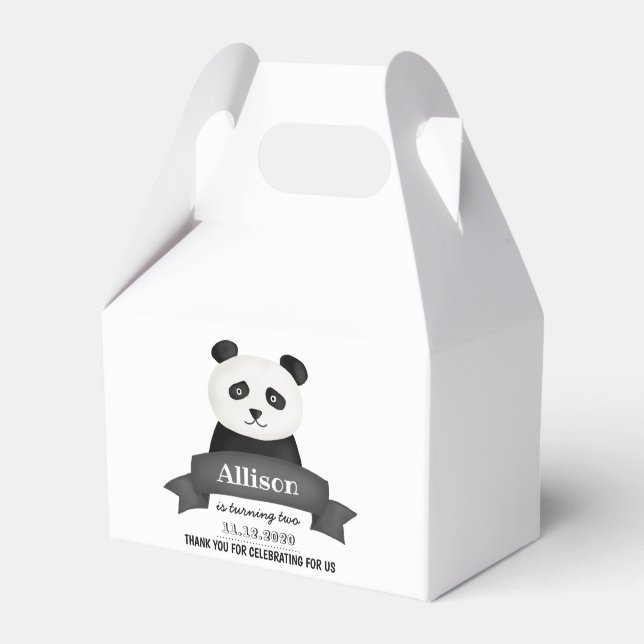 Panda Birthday Party | Thank You Favour Box (Front Side)
