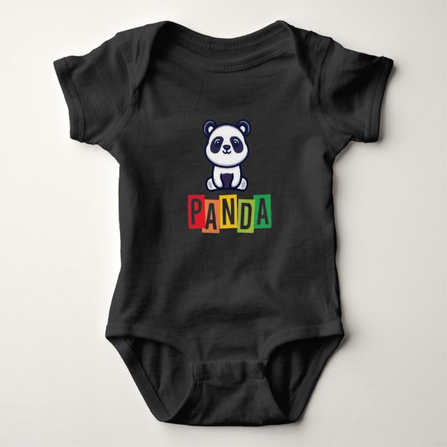 Panda blk baby bodysuit (Front)