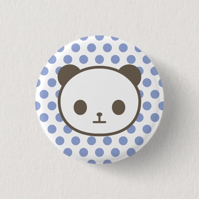 panda blue 3 cm round badge (Front)