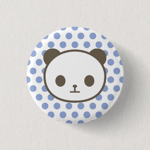panda blue 3 cm round badge