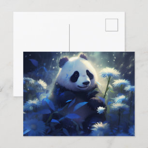 Panda Blue Light Postcard