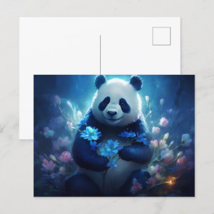 Panda Blue Light Postcard