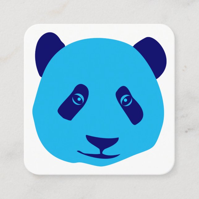 Panda - Blue Square Business Card (Front)