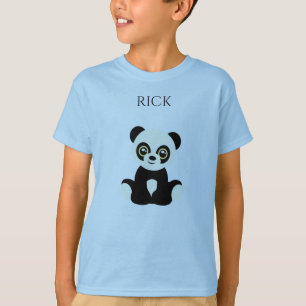 PANDA blue t-shirt, personalised name. T-Shirt