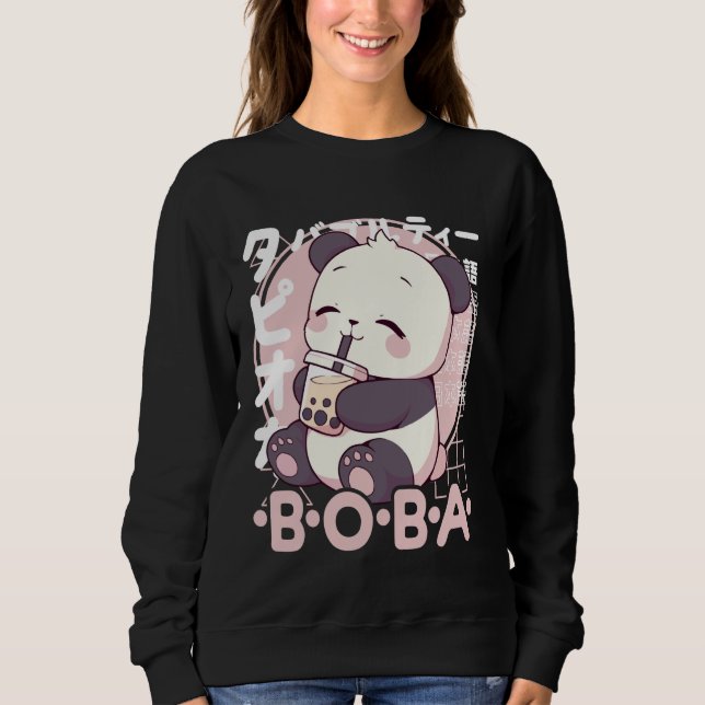 Panda Boba Tea Kawaii Bubble Tea Panda Anime Neko  Sweatshirt (Front)