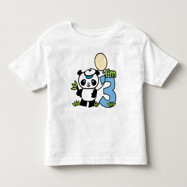 Panda Boy 3rd Birthday Toddler T-Shirt (Front)