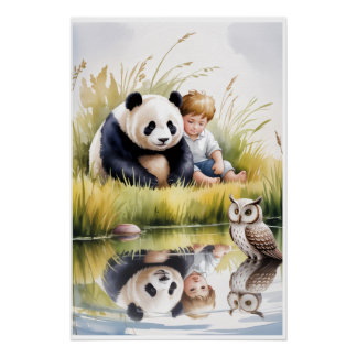 PANDA , BOY AND OWL POSTER