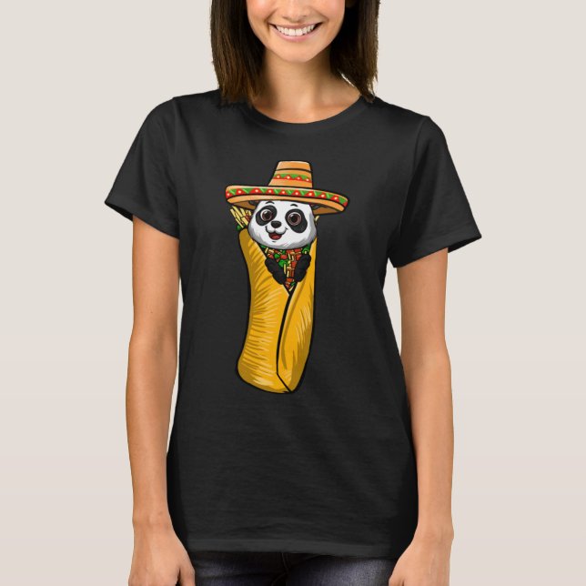 Panda Burrito   Mexican Hat  Sarcastic T-Shirt (Front)