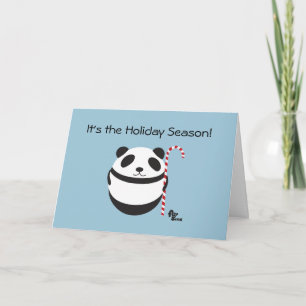 Panda Candy Cane Holiday Card