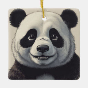 Panda Cartoon Drawing Art Ceramic Ornament