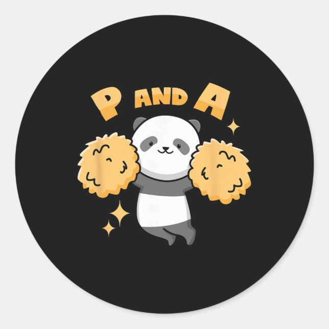 Panda Cheerleader Pun  Classic Round Sticker (Front)