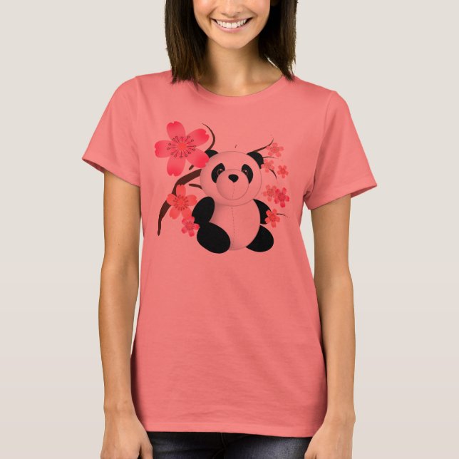 Panda Cherry Blossoms T Shirt (Front)