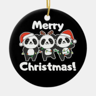 Panda Christmas Animals Pandas Merry Christmas Ceramic Tree Decoration