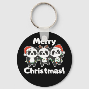 Panda Christmas Animals Pandas Merry Christmas Key Ring