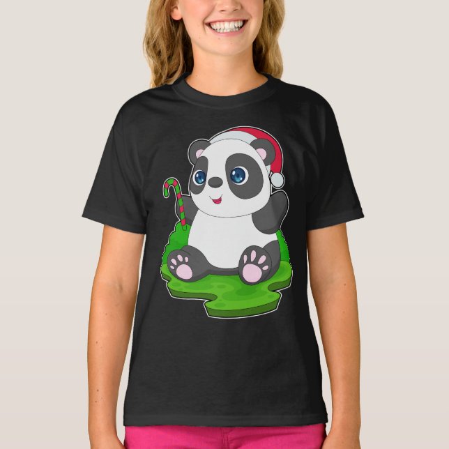 Panda Christmas Candy cane T-Shirt (Front)
