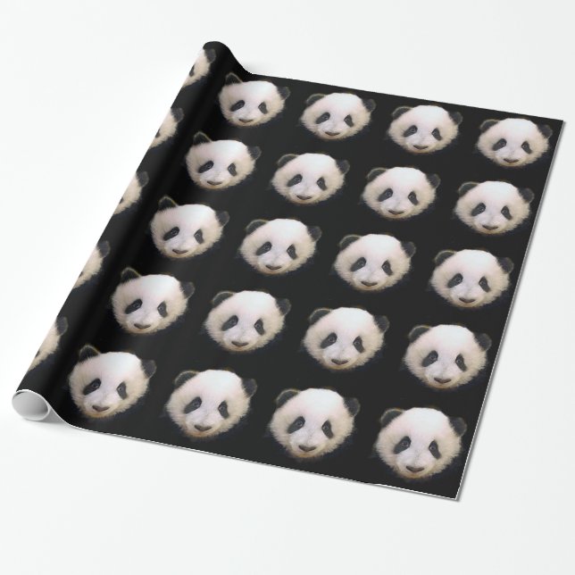 Panda Christmas Gift Wrapping Paper (Unrolled)