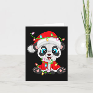 Panda Christmas Lights Santa Costume Cute Animal X Card