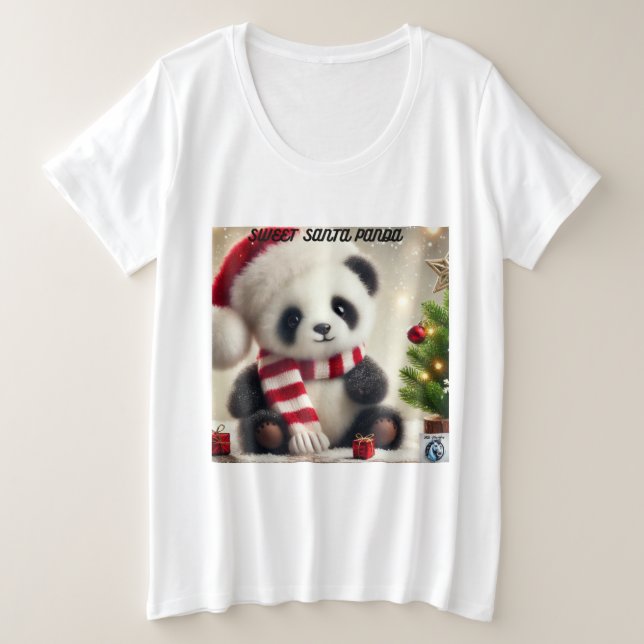 Panda Christmas Plus Size T-Shirt (Design Front)