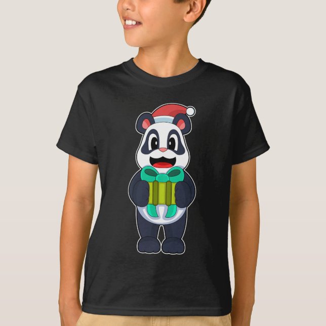 Panda Christmas Santa hat T-Shirt (Front)