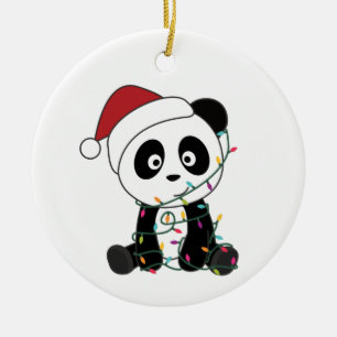 Panda Christmas Snow Winter Animals Pandas Adult C Ceramic Tree Decoration