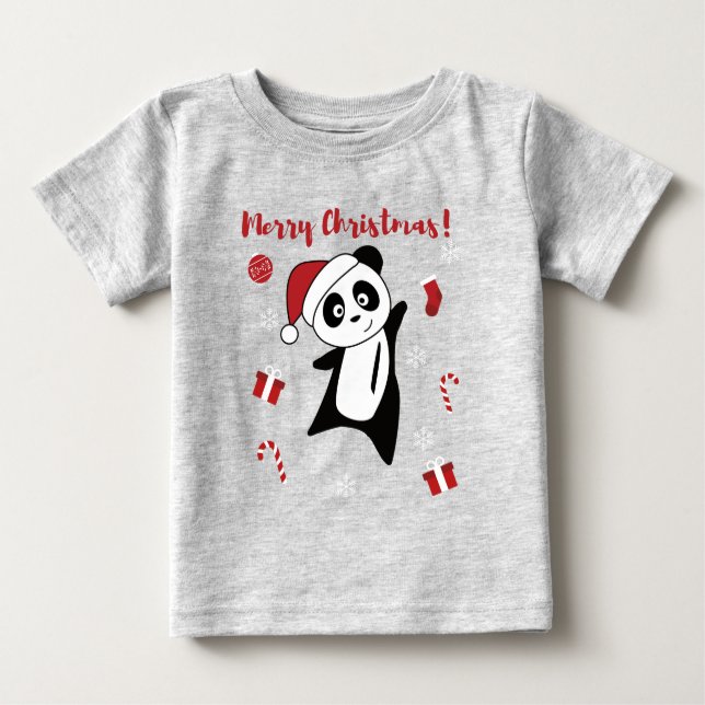 Panda Christmas Snow Winter Animals Pandas Baby T- Baby T-Shirt (Front)