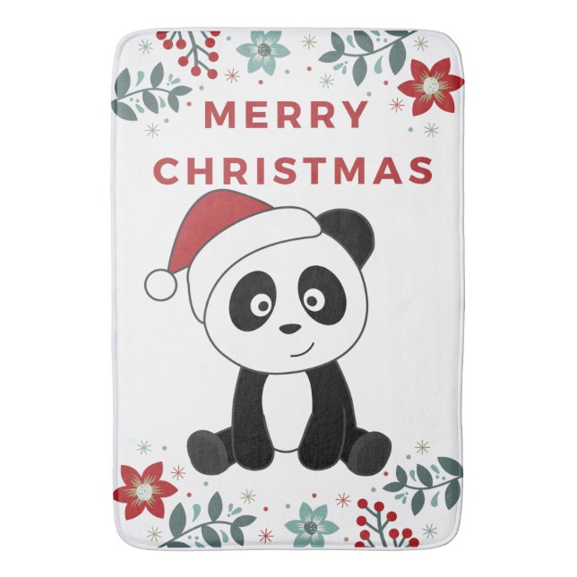 Panda Christmas Snow Winter Animals Pandas Bath Ma Mat (Front Vertical)