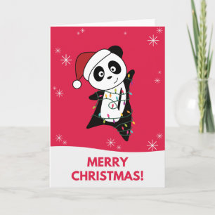 Panda Christmas Snow Winter Animals Pandas Card