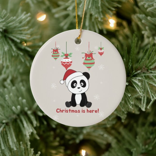 Panda Christmas Snow Winter Animals Pandas Ceramic Tree Decoration (Tree)