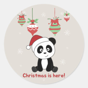 Panda Christmas Snow Winter Animals Pandas Classic Round Sticker
