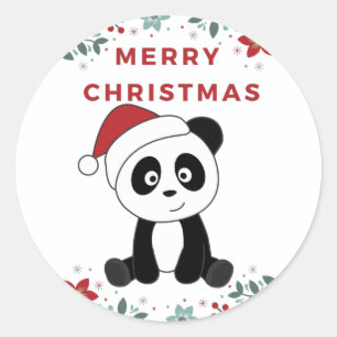 Panda Christmas Snow Winter Animals Pandas Classic Round Sticker